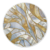 Mozaïek Abstracte kunst - Parel, maansteen en goud Keramische Knop (Voorkant)