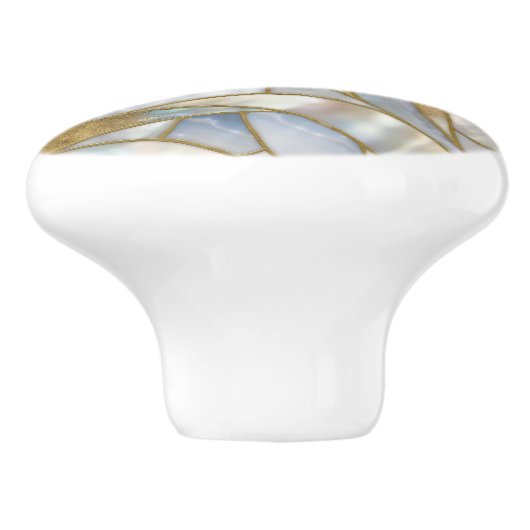 Mozaïek Abstracte kunst - Parel, maansteen en goud Keramische Knop (Zijkant)