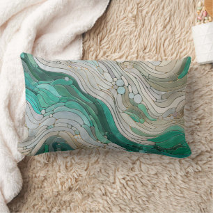 Mozaïek Abstracte kunst - Pearl, Taupe en Emerald Kussen