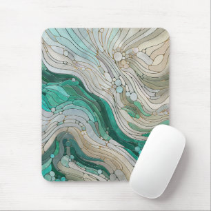 Mozaïek Abstracte kunst - Pearl, Taupe en Emerald Muismat