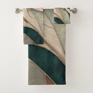 Mozaïek Abstracte kunst - Taupe en Emerald Bad Handdoek