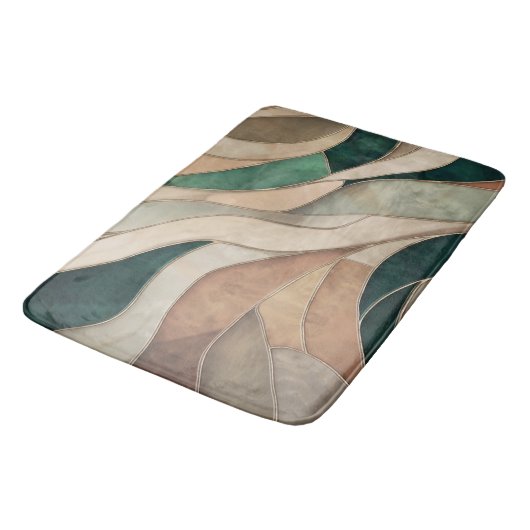 Mozaïek Abstracte kunst - Taupe en Emerald Badmat (Gekanteld)