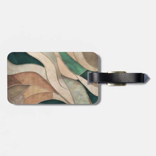 Mozaïek Abstracte kunst - Taupe en Emerald Bagagelabel (Achterkant horizontaal)