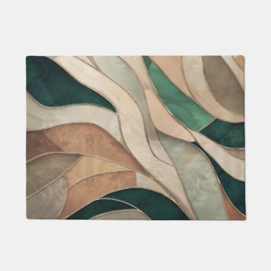 Mozaïek Abstracte kunst - Taupe en Emerald Deurmat (Voorkant)