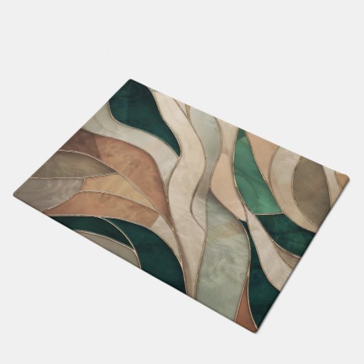 Mozaïek Abstracte kunst - Taupe en Emerald Deurmat (Schuin)