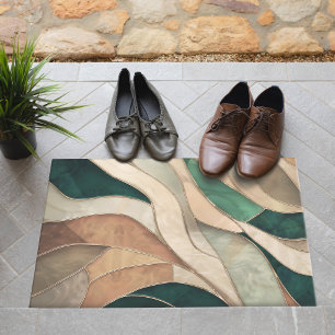 Mozaïek Abstracte kunst - Taupe en Emerald Deurmat