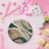 Mozaïek Abstracte kunst - Taupe en Emerald Papieren Bordje (Feest)