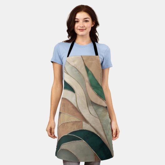 Mozaïek Abstracte kunst - Taupe en Emerald Schort (Gedragen)