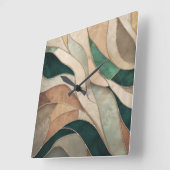 Mozaïek Abstracte kunst - Taupe en Emerald Vierkante Klok (Hoek)