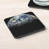 Mozaïek Afbeelding van Planet Earth met 3 orkanen Bier Onderzetter (Linkerzijde)