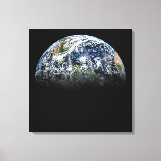 Mozaïek Afbeelding van Planet Earth met 3 orkanen Canvas Afdruk (Voorkant)