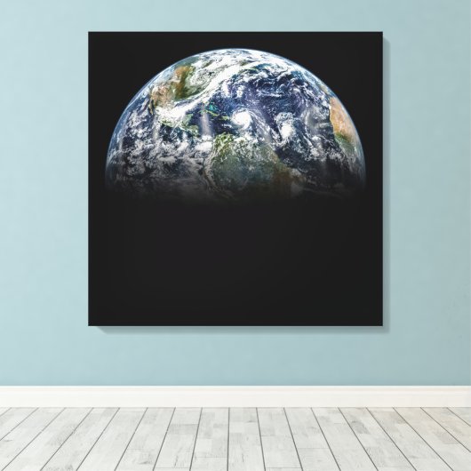 Mozaïek Afbeelding van Planet Earth met 3 orkanen Canvas Afdruk (Insitu (Houten vloer))