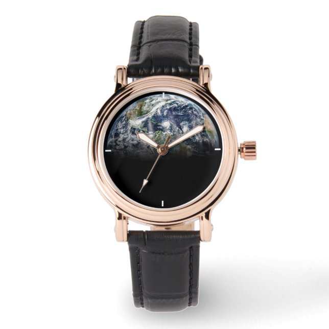 Mozaïek Afbeelding van Planet Earth met 3 orkanen Horloge (Voorkant)