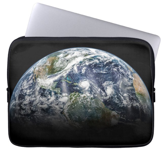 Mozaïek Afbeelding van Planet Earth met 3 orkanen Laptop Sleeve (Voorkant)