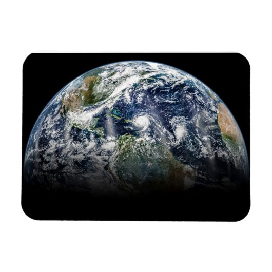 Mozaïek Afbeelding van Planet Earth met 3 orkanen Magneet (Horizontaal)
