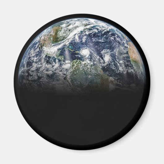 Mozaïek Afbeelding van Planet Earth met 3 orkanen Magneet (Voorkant)