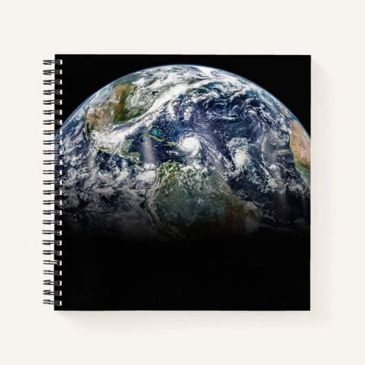 Mozaïek Afbeelding van Planet Earth met 3 orkanen Notitieboek (Voorkant)