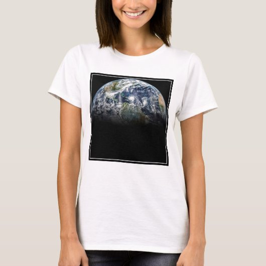 Mozaïek Afbeelding van Planet Earth met 3 orkanen T-shirt (Voorkant)