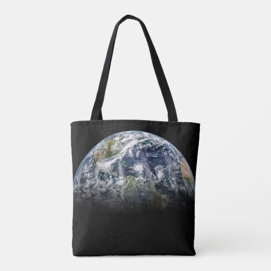 Mozaïek Afbeelding van Planet Earth met 3 orkanen Tote Bag (Achterkant)