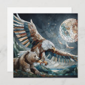 Mozaïek Ai Art | Bruin Beer en een Eagle Volle Maa (Voorkant / Achterkant)