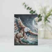 Mozaïek Ai Art | Bruin Beer en een Eagle Volle Maa Briefkaart (Staand voorkant)