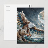 Mozaïek Ai Art | Bruin Beer en een Eagle Volle Maa Briefkaart (Voorkant / Achterkant)
