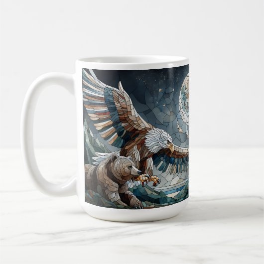 Mozaïek Ai Art | Bruin Beer en een Eagle Volle Maa Koffiemok (Links)