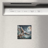 Mozaïek Ai Art | Bruin Beer en een Eagle Volle Maa Magneet (Insitu (Vaatwasser))