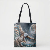 Mozaïek Ai Art | Bruin Beer en een Eagle Volle Maa Tote Bag (Voorkant)