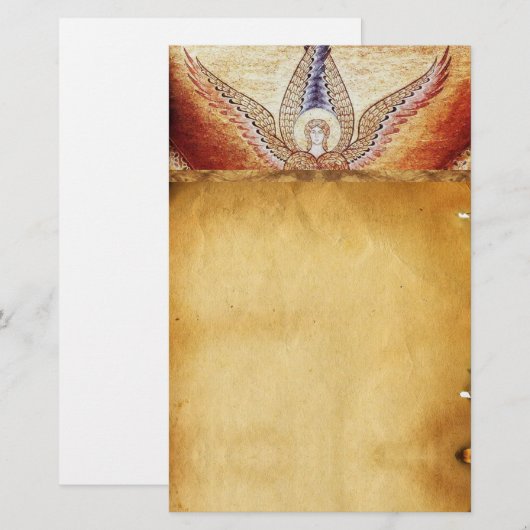 MOZAÏEK ANGEL BRUIN PERKAMENT BRIEFPAPIER (Voorkant / Achterkant)