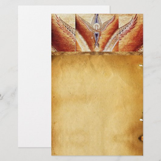 MOZAÏEK ANGEL BRUIN PERKAMENT BRIEFPAPIER (Voorkant / Achterkant)