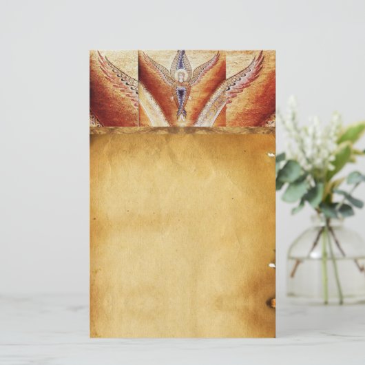 MOZAÏEK ANGEL BRUIN PERKAMENT BRIEFPAPIER (Staand voorkant)