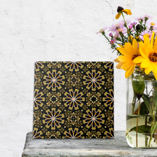 Mozaïek Arabesque Gold en zwart Geometrisch patroo Tegeltje