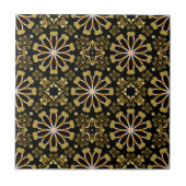 Mozaïek Arabesque Gold en zwart Geometrisch patroo Tegeltje (Voorkant)