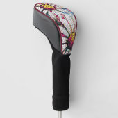Mozaïek Art Glas in lood Bloemenpatroon Golfheadcover (Schuin)