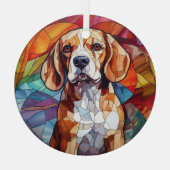 Mozaïek Beagle Hond Gevlekt Glas Ornament (Achterkant)