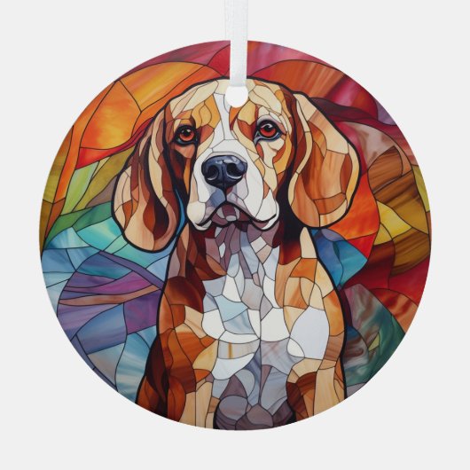 Mozaïek Beagle Hond Gevlekt Glas Ornament (Achterkant)