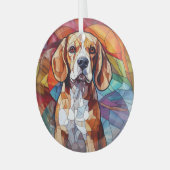 Mozaïek Beagle Hond Gevlekt Glas Ornament (Voorkant links)