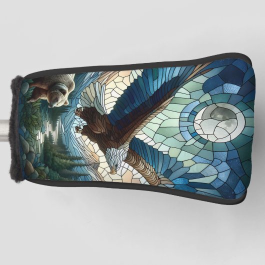 Mozaïek Beer en adelaar in de bergen Golfheadcover (Voorkant)