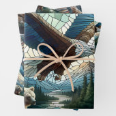 Mozaïek Beer en adelaar in de bergen Inpakpapier Vel (In situ)