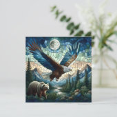 Mozaïek Beer en adelaar in de bergen Kaart (Staand voorkant)