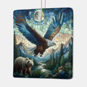 Mozaïek Beer en adelaar in de bergen Keramisch Ornament (Links)