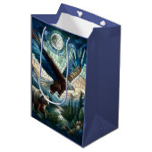 Mozaïek Beer en adelaar in de bergen Medium Cadeauzakje (Voorkant Gekanteld)