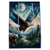 Mozaïek Beer en adelaar in de bergen Medium Cadeauzakje (Achterkant)