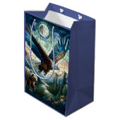 Mozaïek Beer en adelaar in de bergen Medium Cadeauzakje (Achterkant Gekanteld)