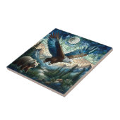 Mozaïek Beer en adelaar in de bergen Tegeltje (Zijkant)