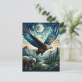Mozaïek Beer en Eagle in de bergen Ai Art Briefkaart (Staand voorkant)