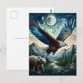 Mozaïek Beer en Eagle in de bergen Ai Art Briefkaart (Voorkant / Achterkant)