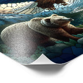 Mozaïek Beer en Eagle in de bergen Ai Art Foto Afdruk (Hoek)