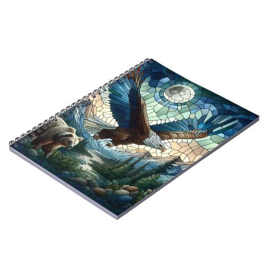 Mozaïek Beer en Eagle in de bergen Ai Art Notitieboek (Linkerzijde)
